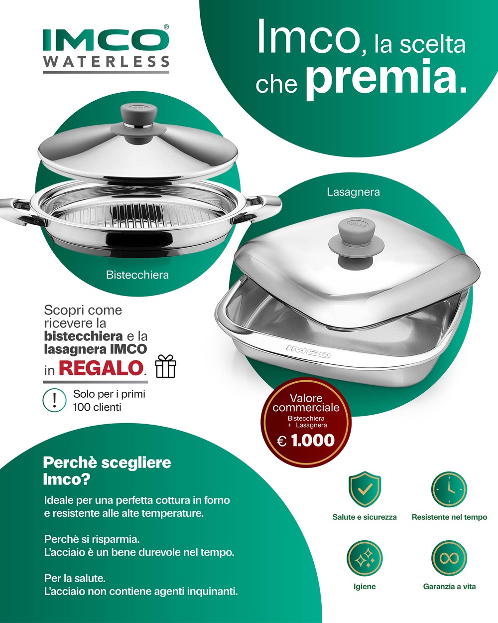Bistecchiera e lasagnera IMCO in regalo